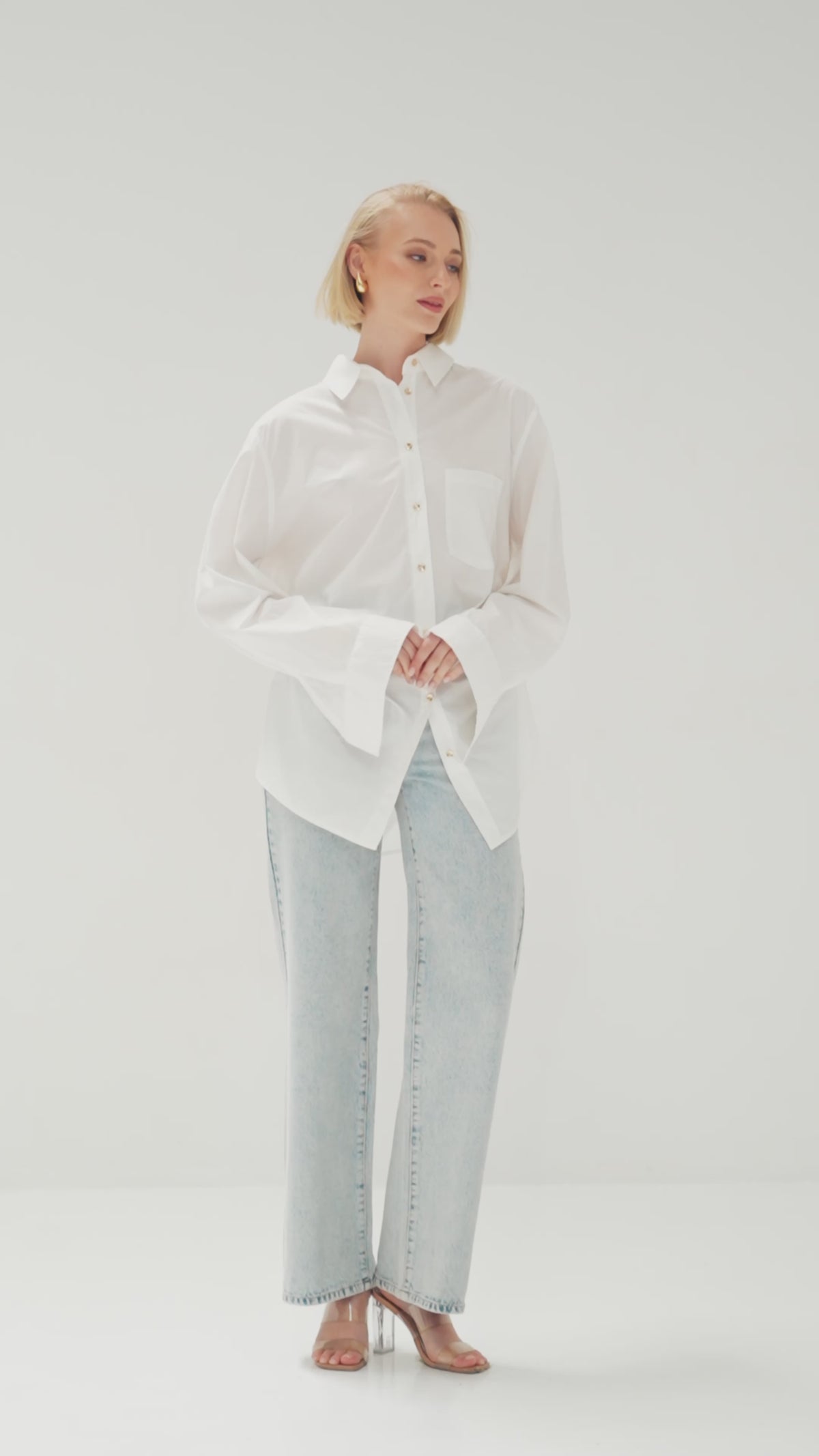 TW4551C Ryann Oversized Boyfriend Shirt White