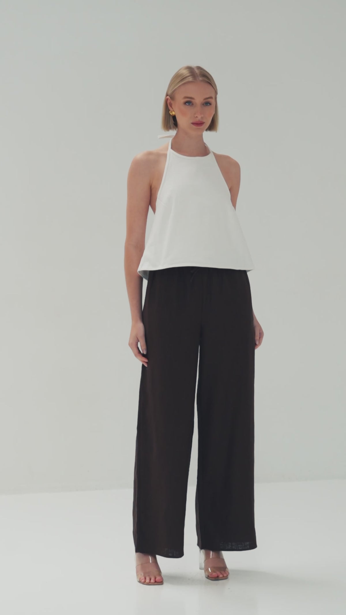 T3583 Liora Halter Neck Top White